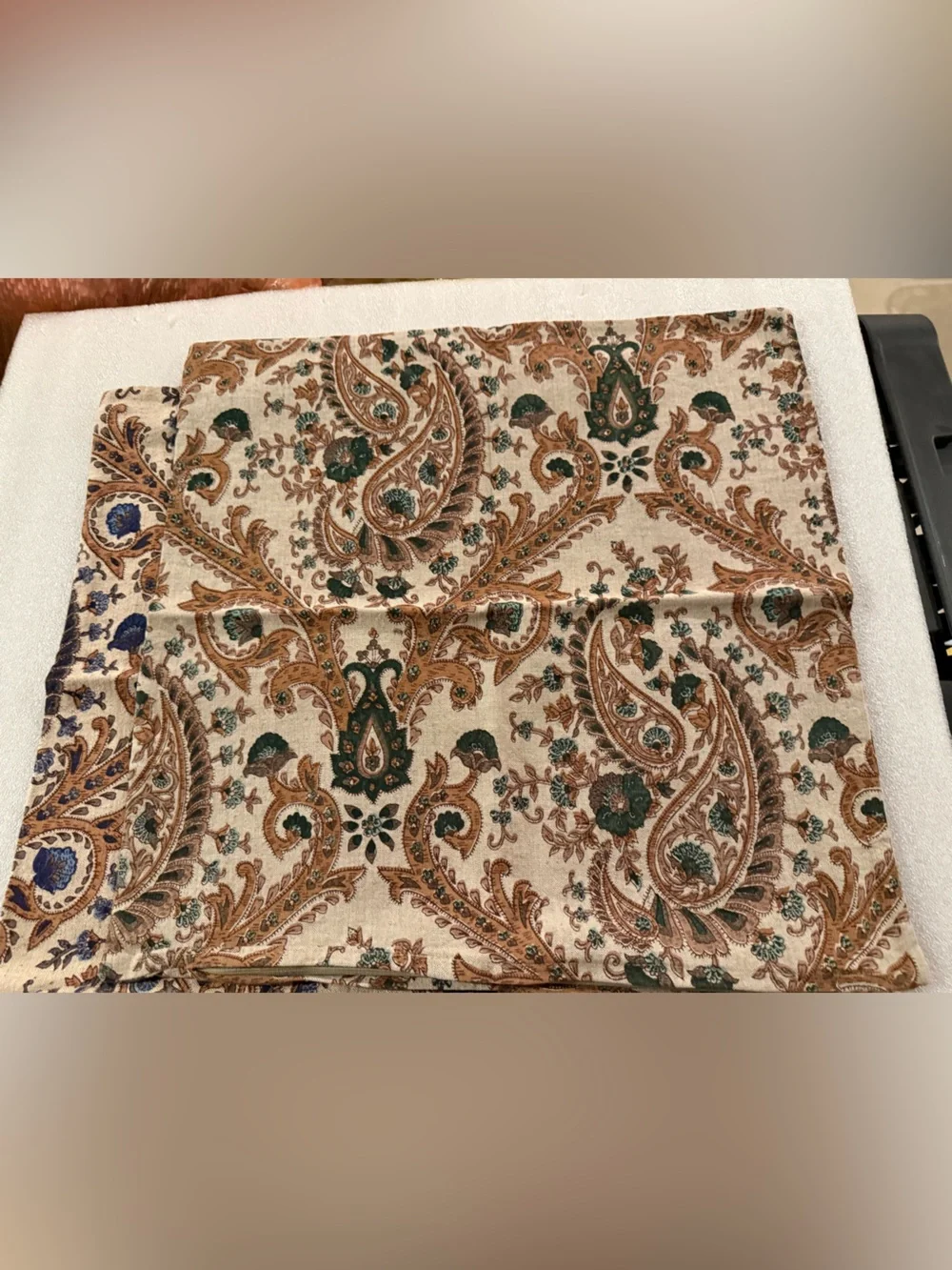 Rare Vintage Pottery Barn Paisley Pillow Cover, 18”, Blue Multi